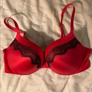 VS push up bra, red with black lace, size 36D